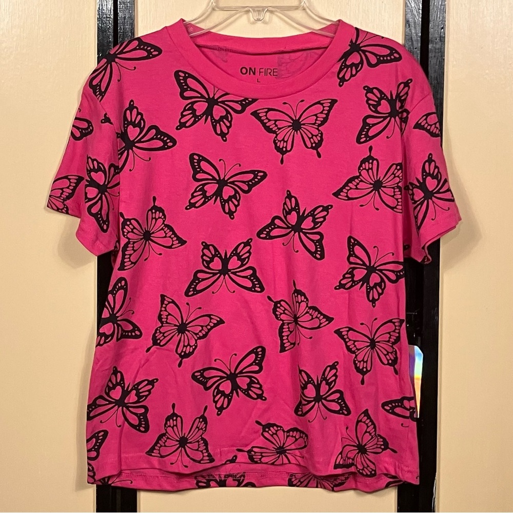 On Fire Fuchsia Pink Butterfly T-shirt